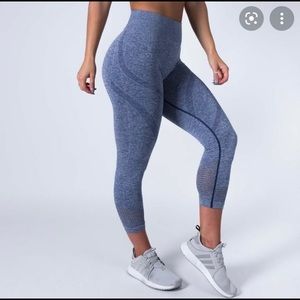 Muscle Nation v2 Seamless High Waist 7/8 Leggings - Heather Navy